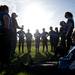 Lincoln softball huddles together after beating Skyline in the doubleheader on Monday, May 6. Daniel Brenner I AnnArbor.com